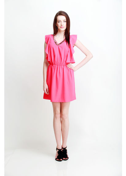 Short Dress with Petal Panel Sleeve Short Dress with Petal Panel Sleeve