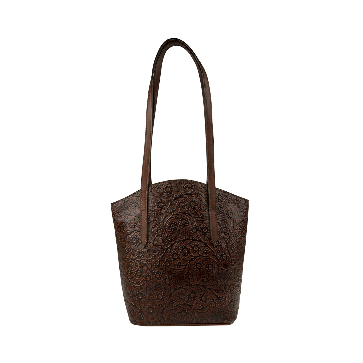 Hidesign Brown Colour Embossed Flower Leather Bonn Handbag