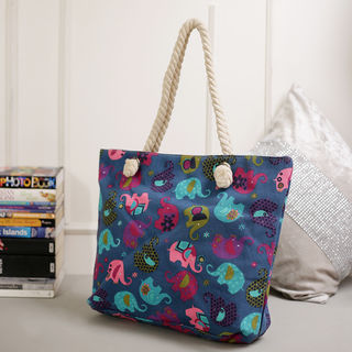 Tamirha Charming Blue Contemporary Print Handbag F...