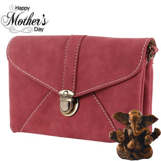 Tamirha Attractive Maroon Sling Bag With Buckle Cl...