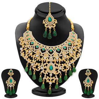 Sukkhi Exotic Gold Plated AD Necklace Set For Wome...