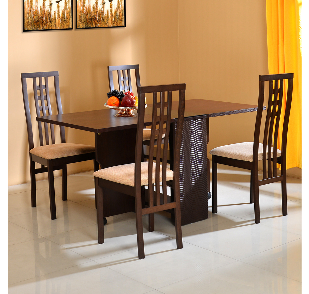 Buy Gypsy 4 Seater Dining Set Home By Nilkamal Dark Walnut